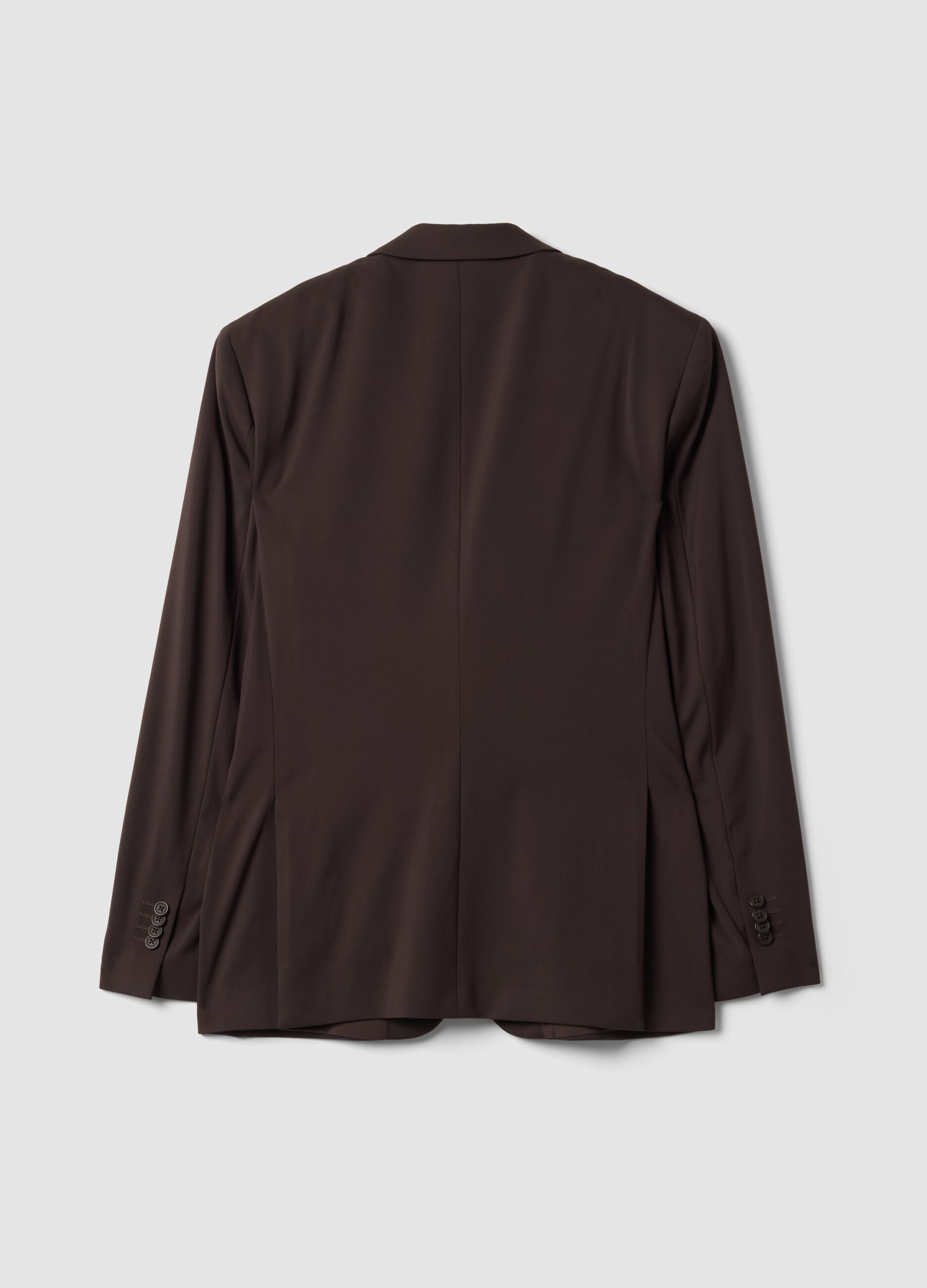 Brown slim-fit 4-way stretch blazer, easy iron