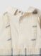 Beige pure cotton baby romper with checked pattern and collar_3