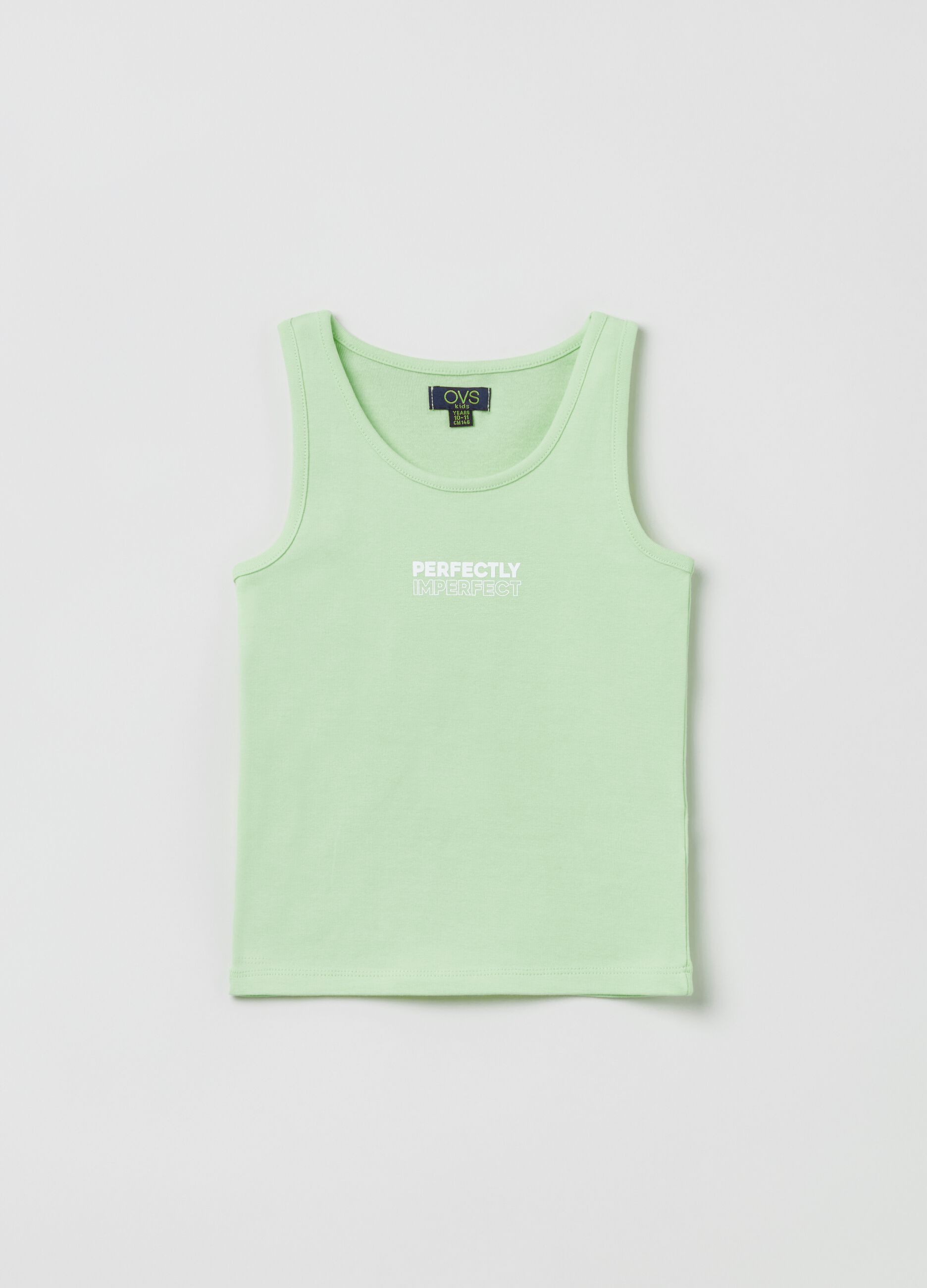 Tank top in cotone stretch con stampa_0