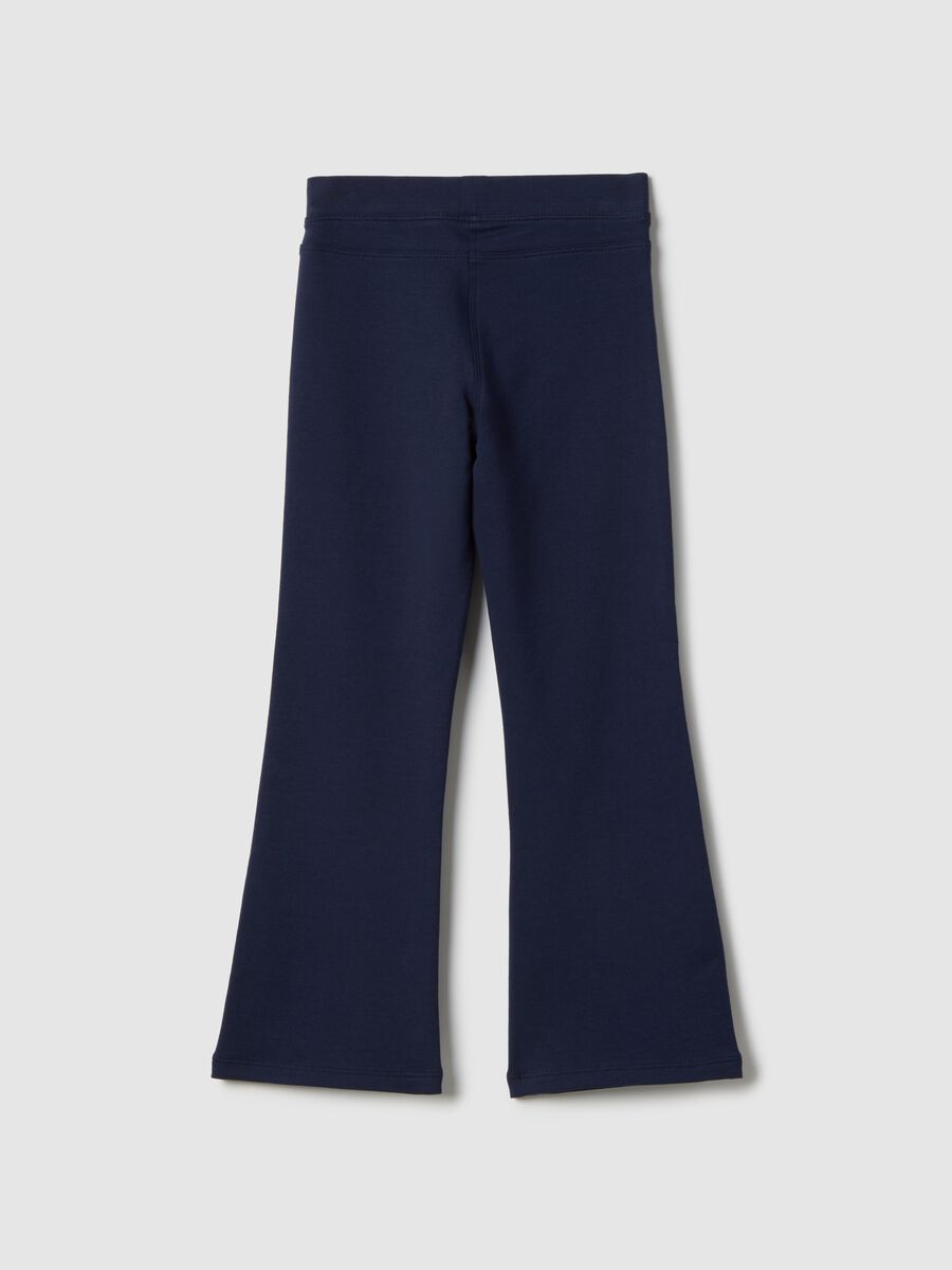 Blue flare fit stretch cotton treggings for girls_1