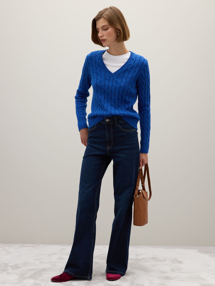 Maglione in puro cotone blu regular fit_1