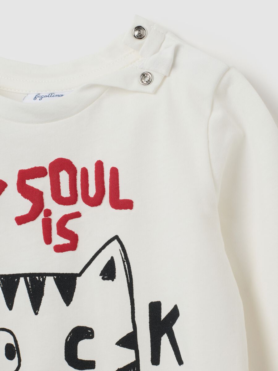 Maglietta per bambino in puro cotone bianca regular fit con panda_2