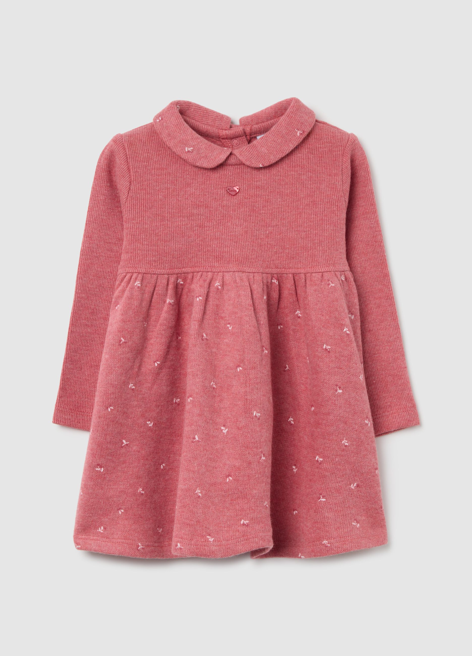 Baby girl's pink dress in pure cotton regular fit with round neck