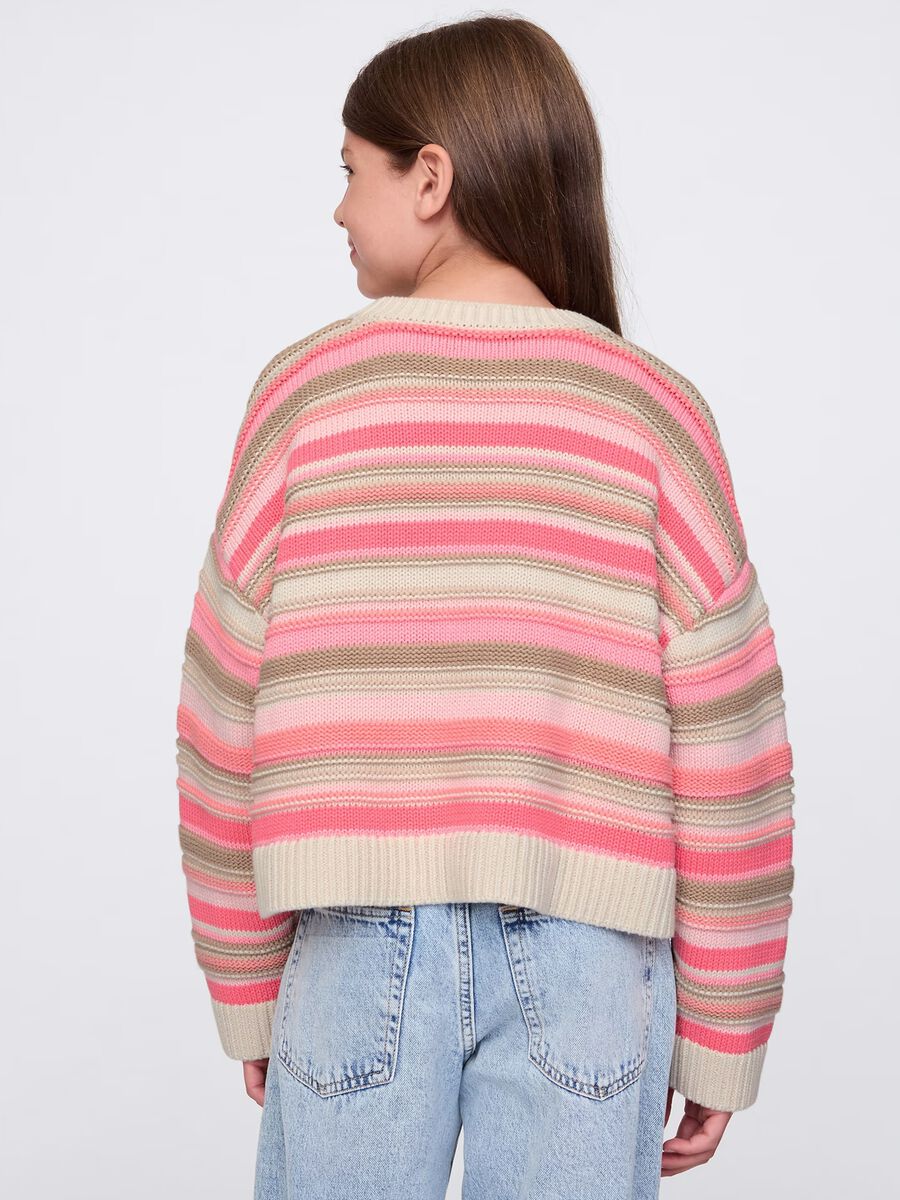 Pink and beige pullover in striped cotton_2