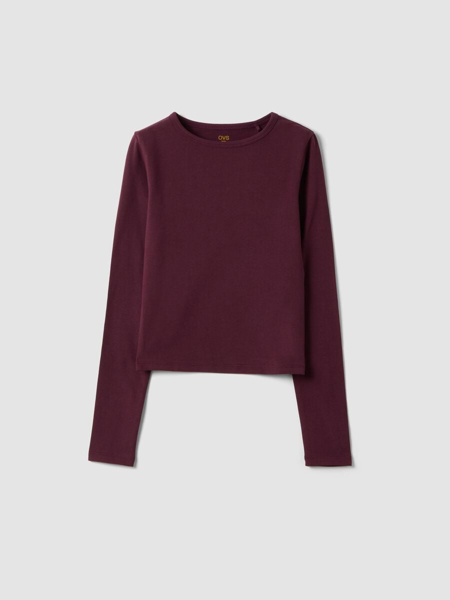 T-shirt viola in jersey di cotone organico elasticizzato slim fit_0