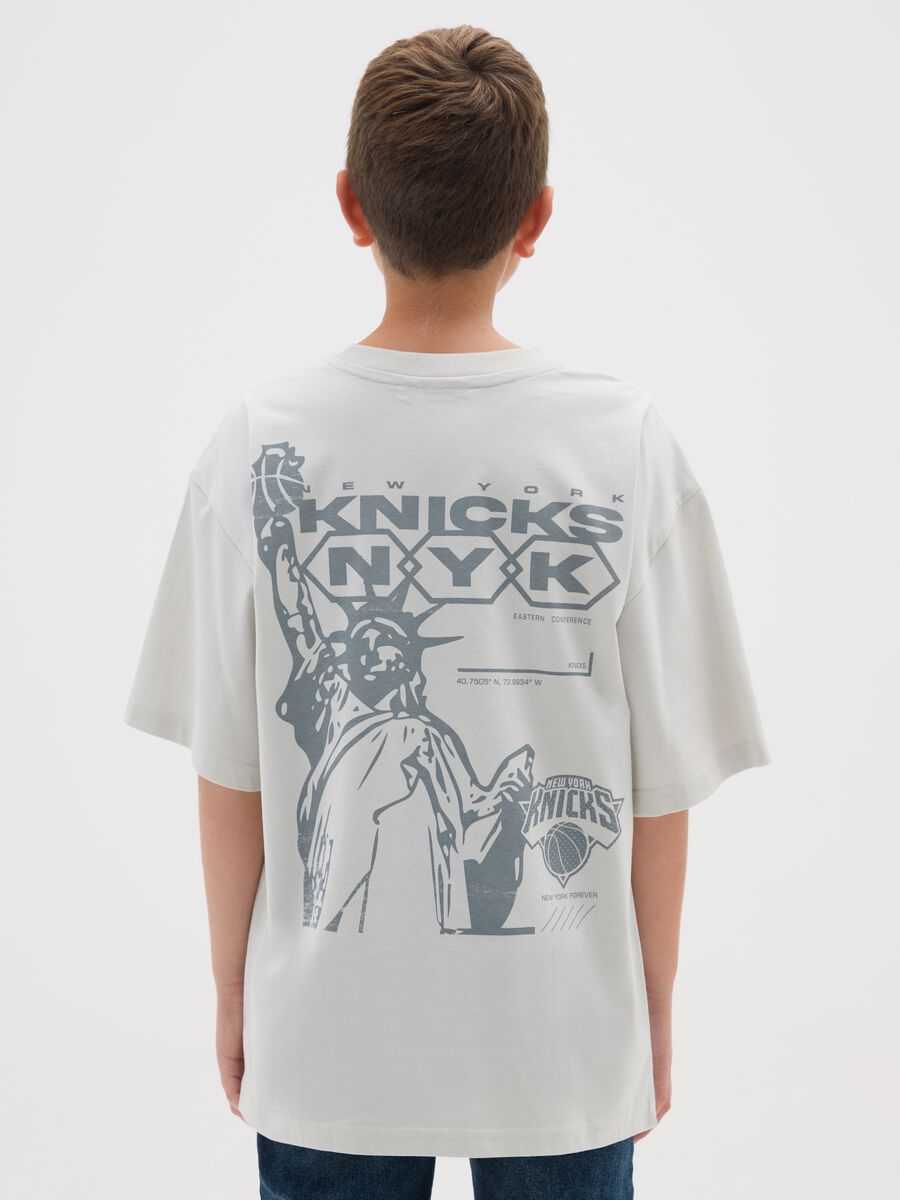 Children's grey pure cotton T-shirt regular fit with New York Knicks print_1