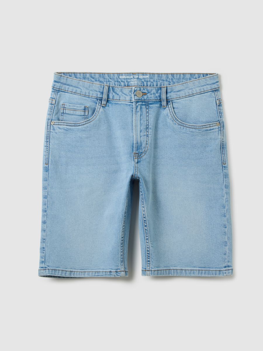 Bermuda da uomo in denim blu slim fit_4