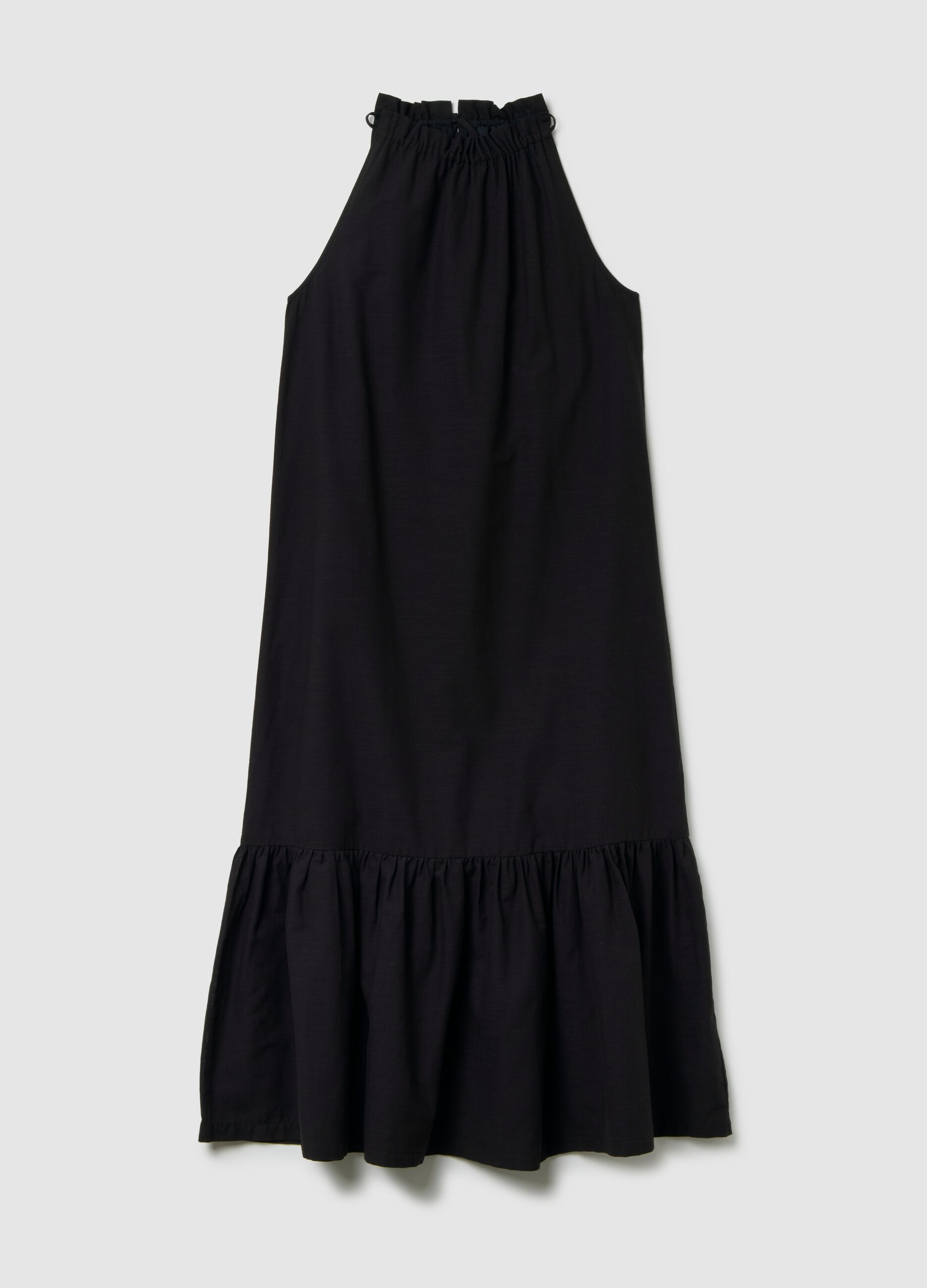 Women's long dress in pure black cotton, oversize