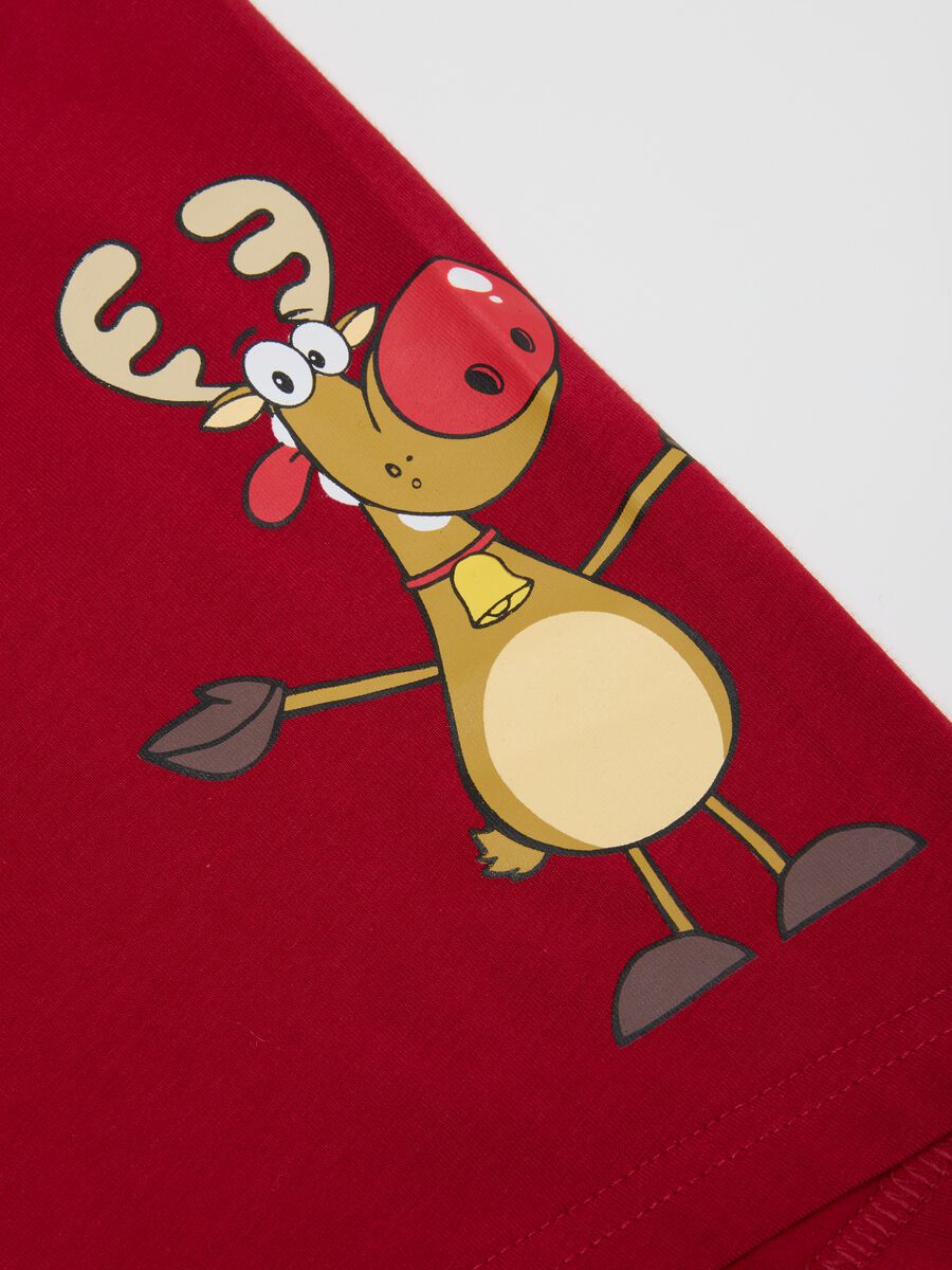 Red regular fit stretch cotton boxer with print_5