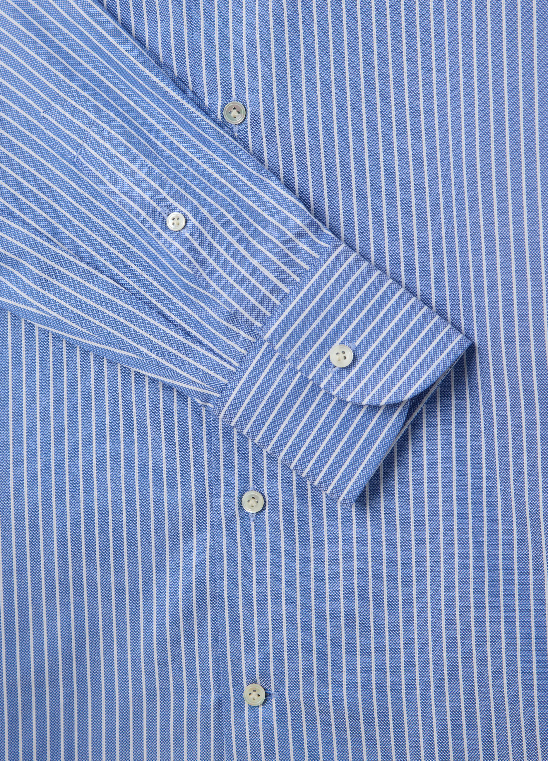 Camicia da uomo in puro cotone azzurra slim fit con colletto alla francese