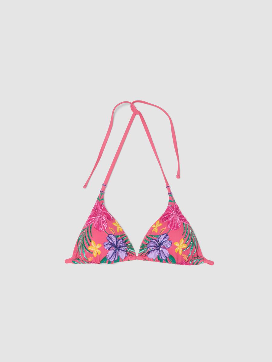 Top bikini triangolo rosa in tessuto elasticizzato_4