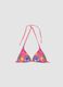 Pink triangle bikini top in stretch fabric_4