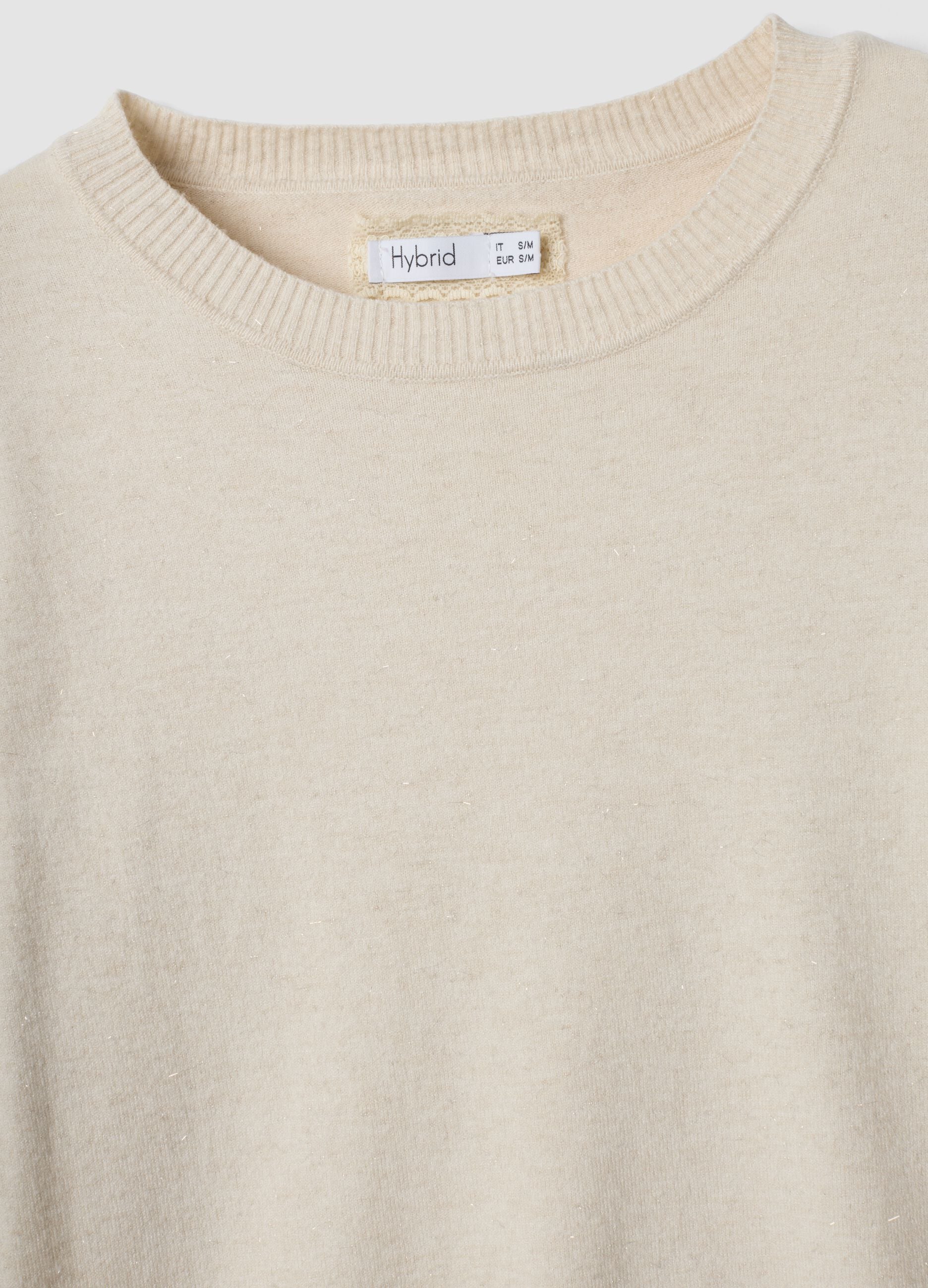 Beige viscose-blend jumper with m&eacute;lange yarns