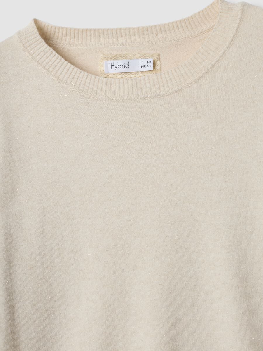 Beige viscose-blend jumper with m&eacute;lange yarns_1