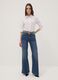Blue high-waisted wide-leg stretch cotton jeans_0