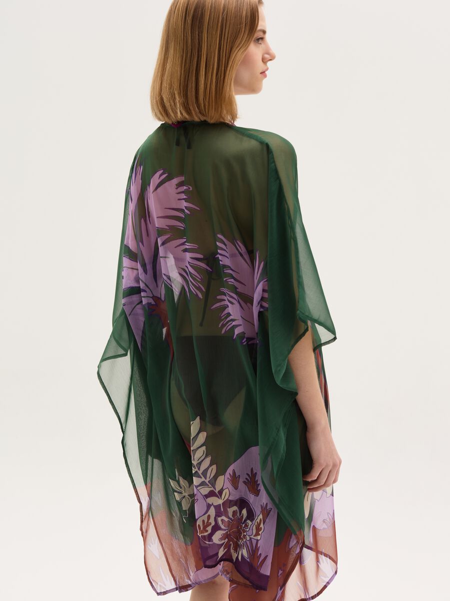 Beach cover-up poncho in chiffon with print_2