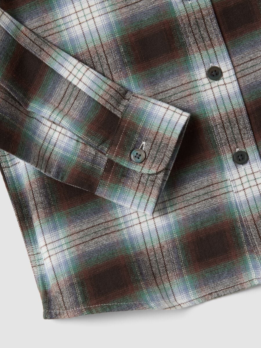 Camicia marrone a quadri in puro cotone_4