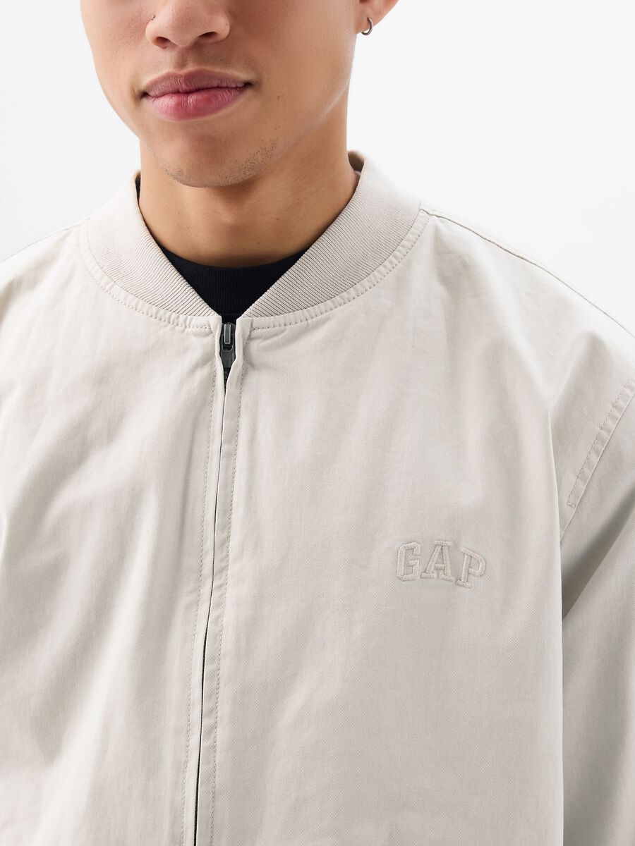 Cotton bomber jacket with logo embroidery_3