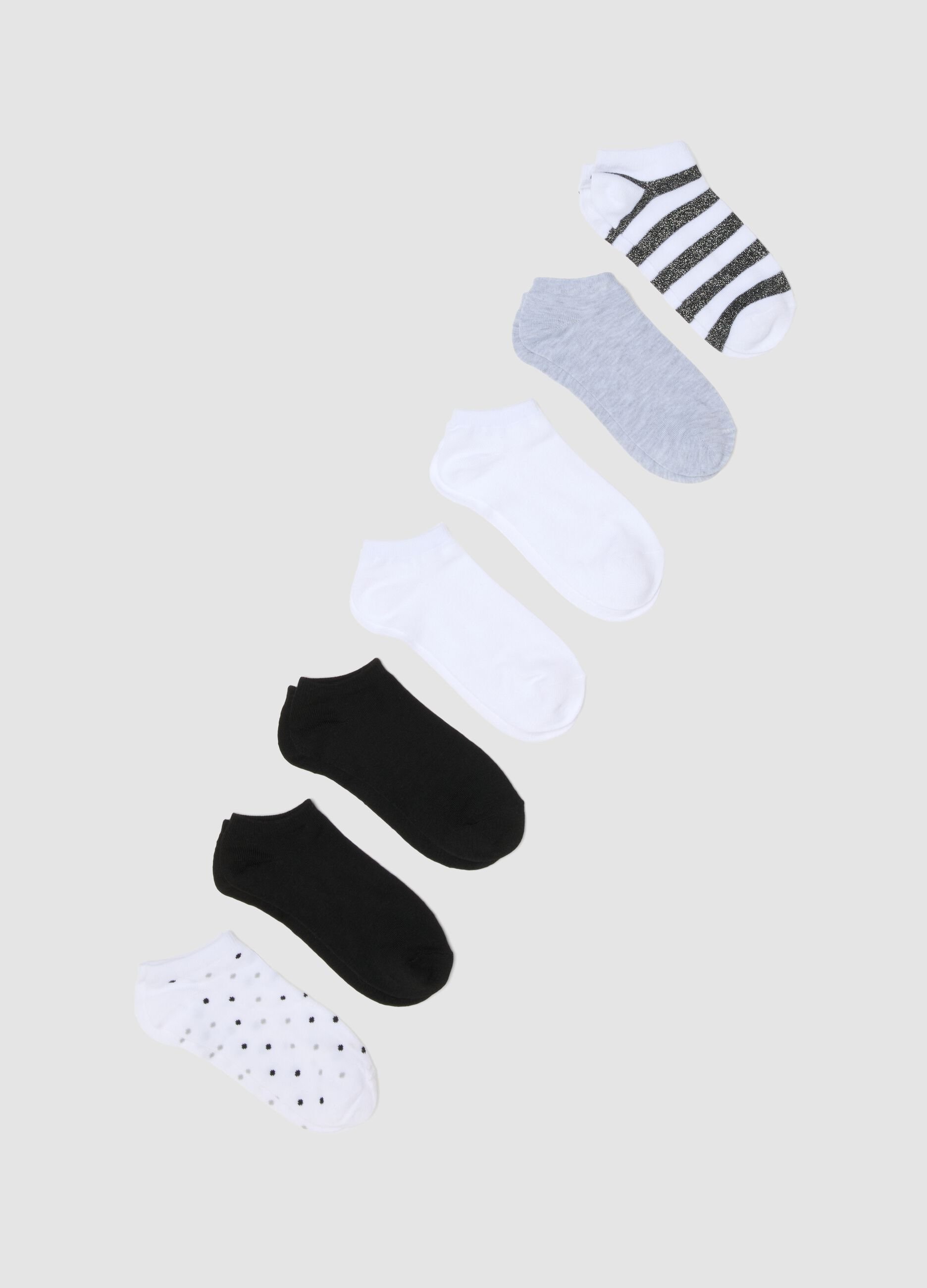 Multipack of seven multicolour no-show socks in stretch fabric