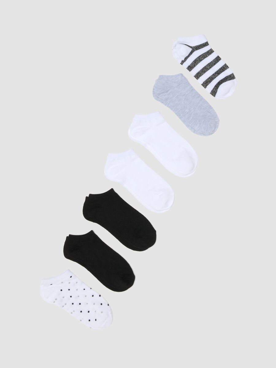 Multipack of seven multicolour no-show socks in stretch fabric_0