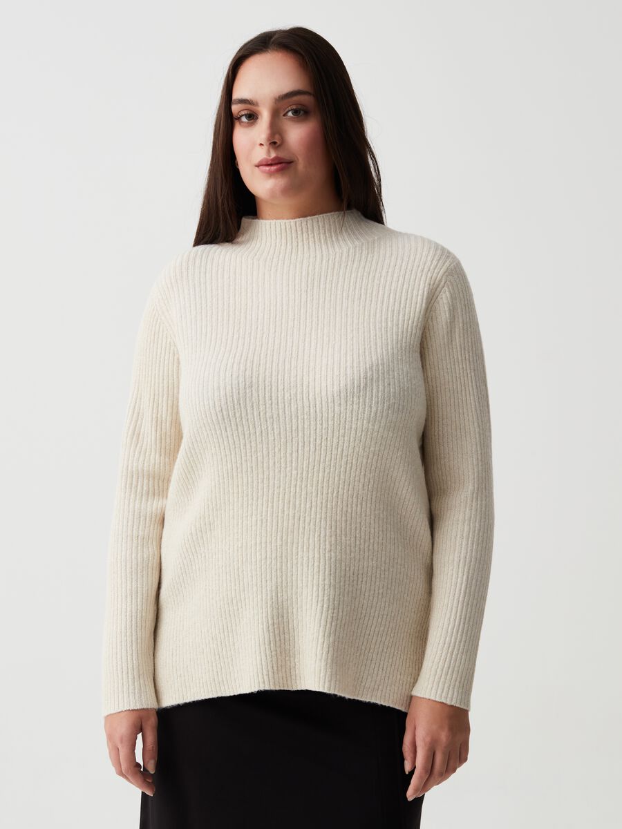 Maglia in lurex a coste con spacchi Curvy_1