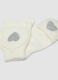 Cream White Stretch Fabric Gloves with Hearts_1