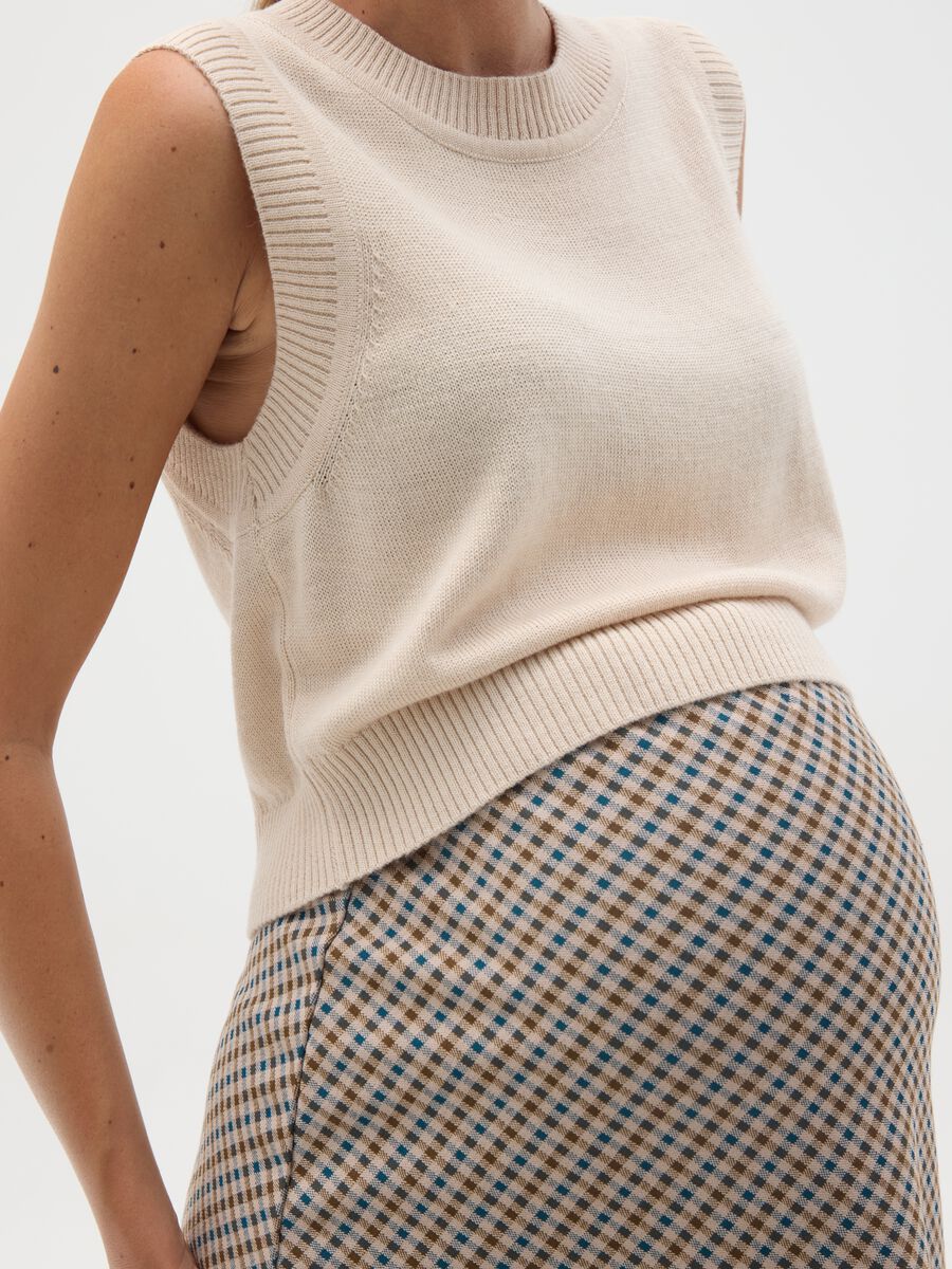 Beige wool and merino blend maternity vest_2