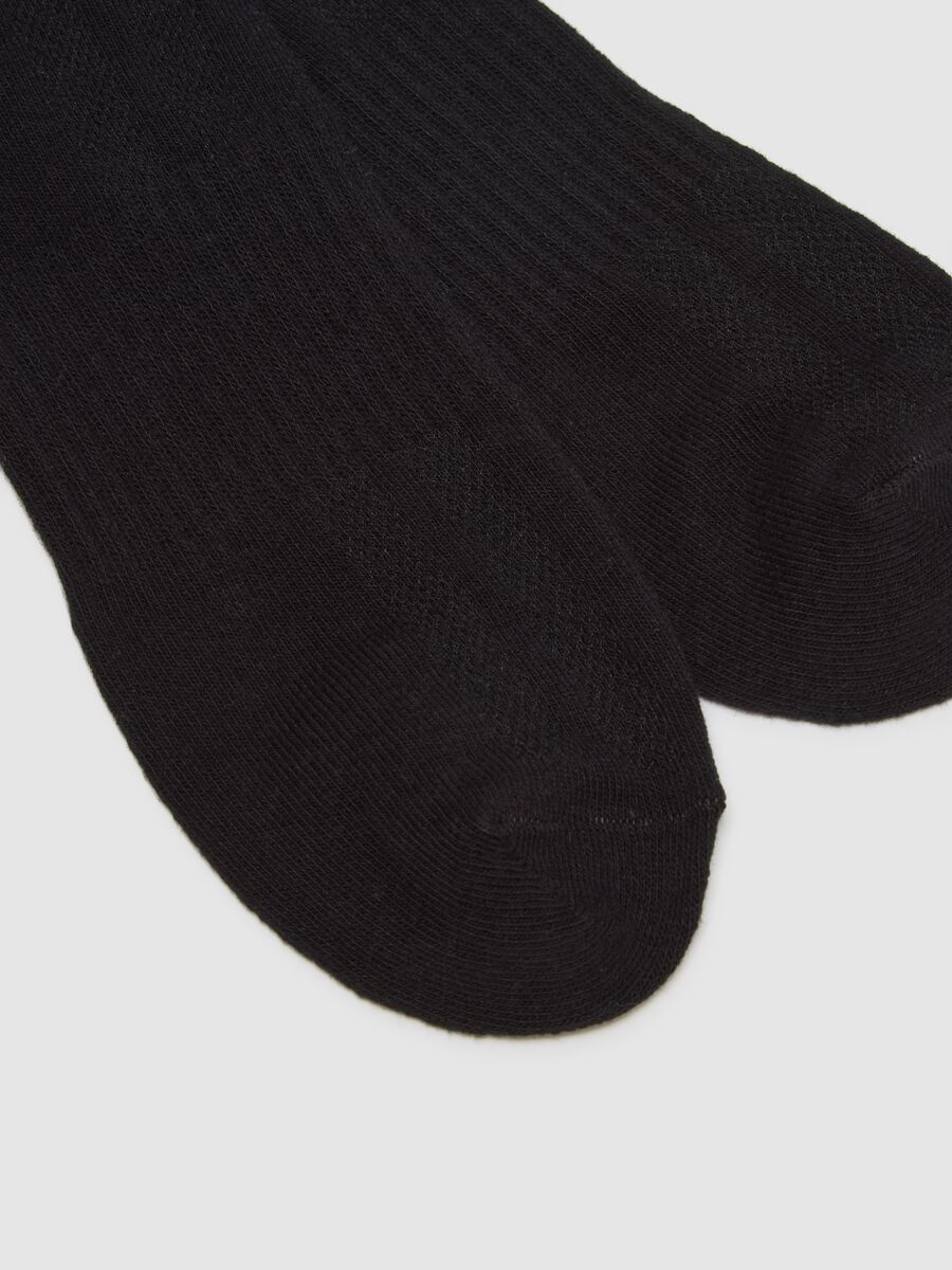 Three-pack of black cotton blend ankle sports socks, regular fit_1