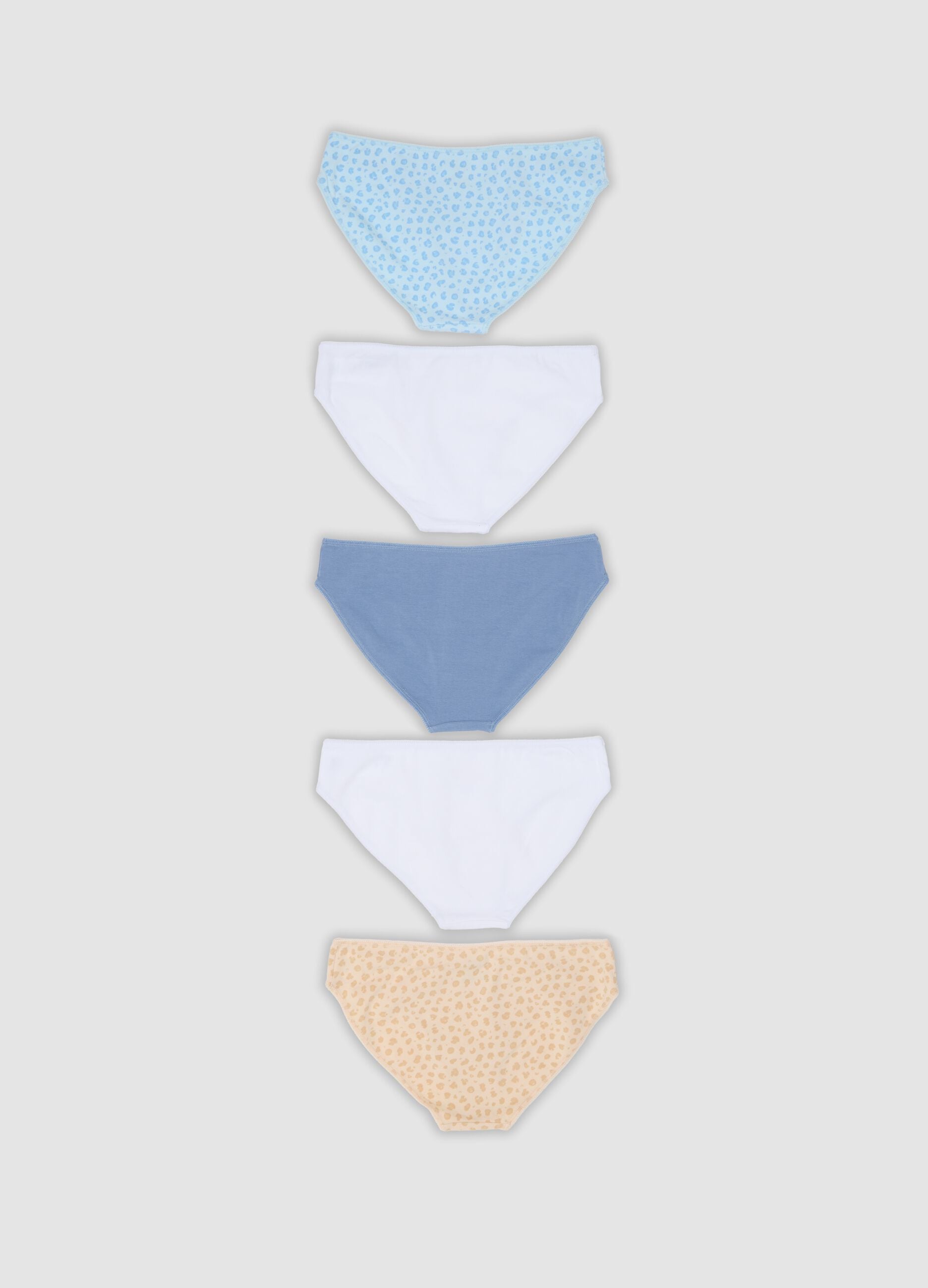 Pack of five multicoloured girls&rsquo; organic cotton jersey briefs