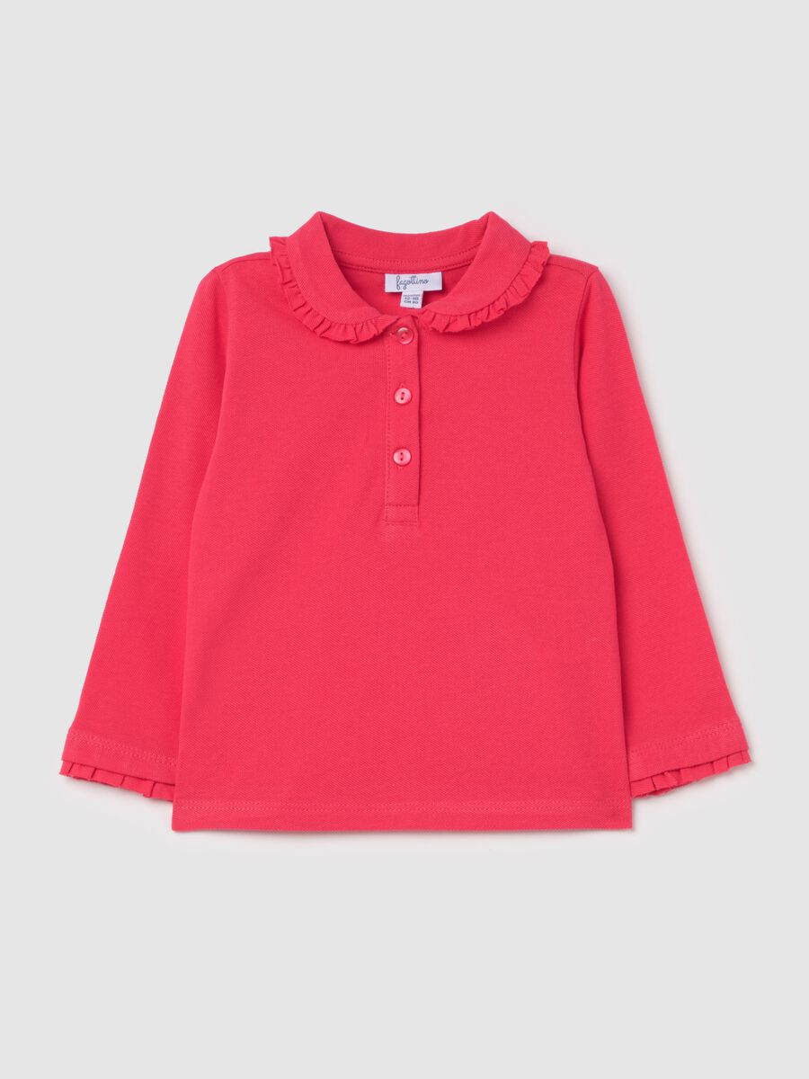 Polo in pique with ruffles_0