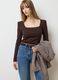 Stretch Long Sleeve Brown T-shirt_0