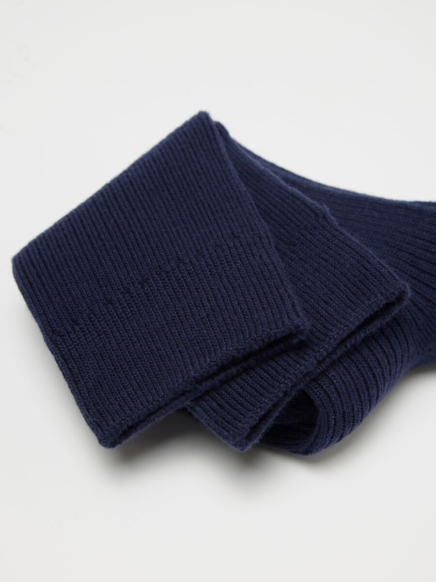 Blue stretch ribbed midi socks_2
