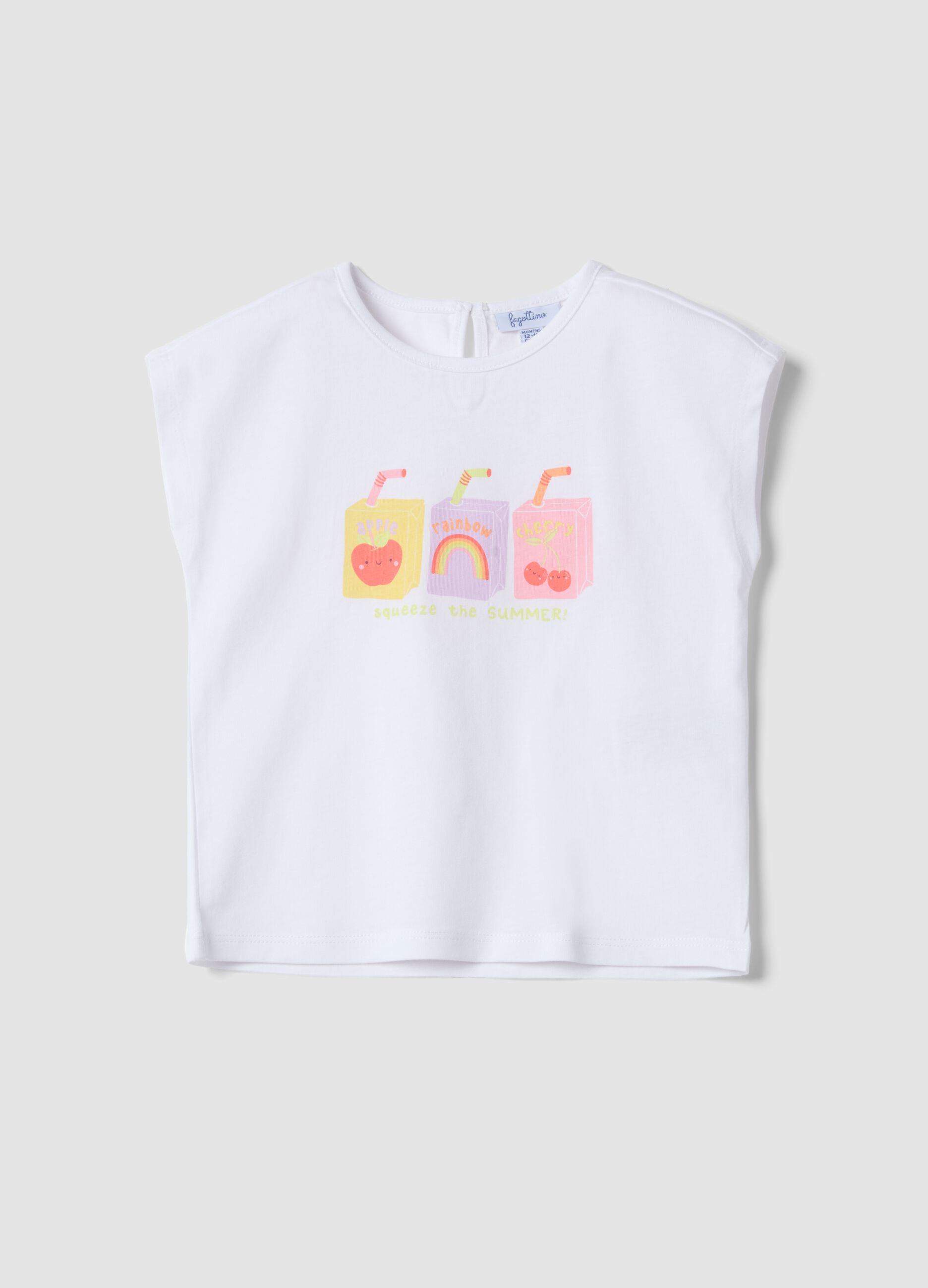 Sleeveless white pure cotton girl's t-shirt regular fit