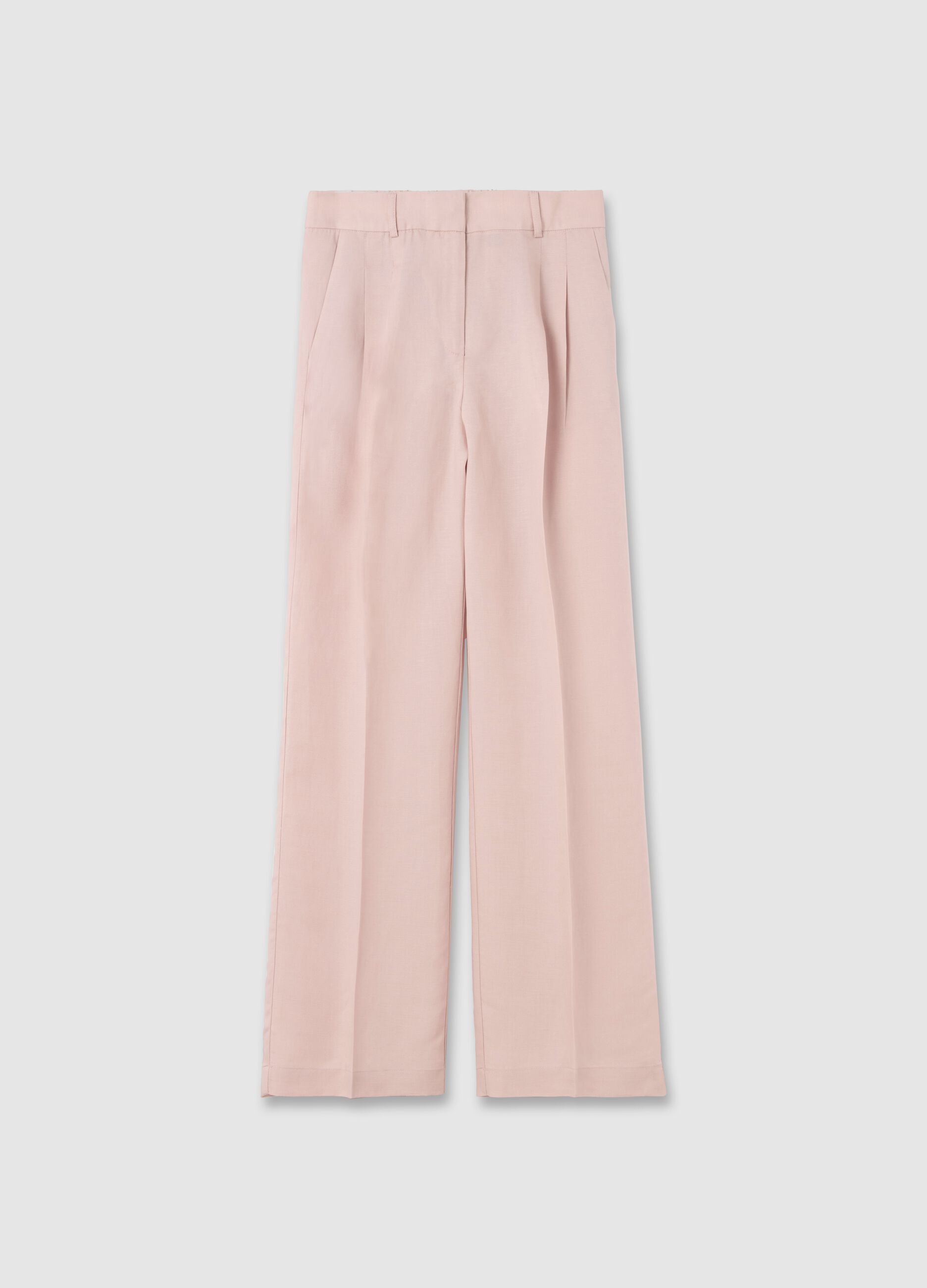 Wide-leg trousers in linen and Lyocell