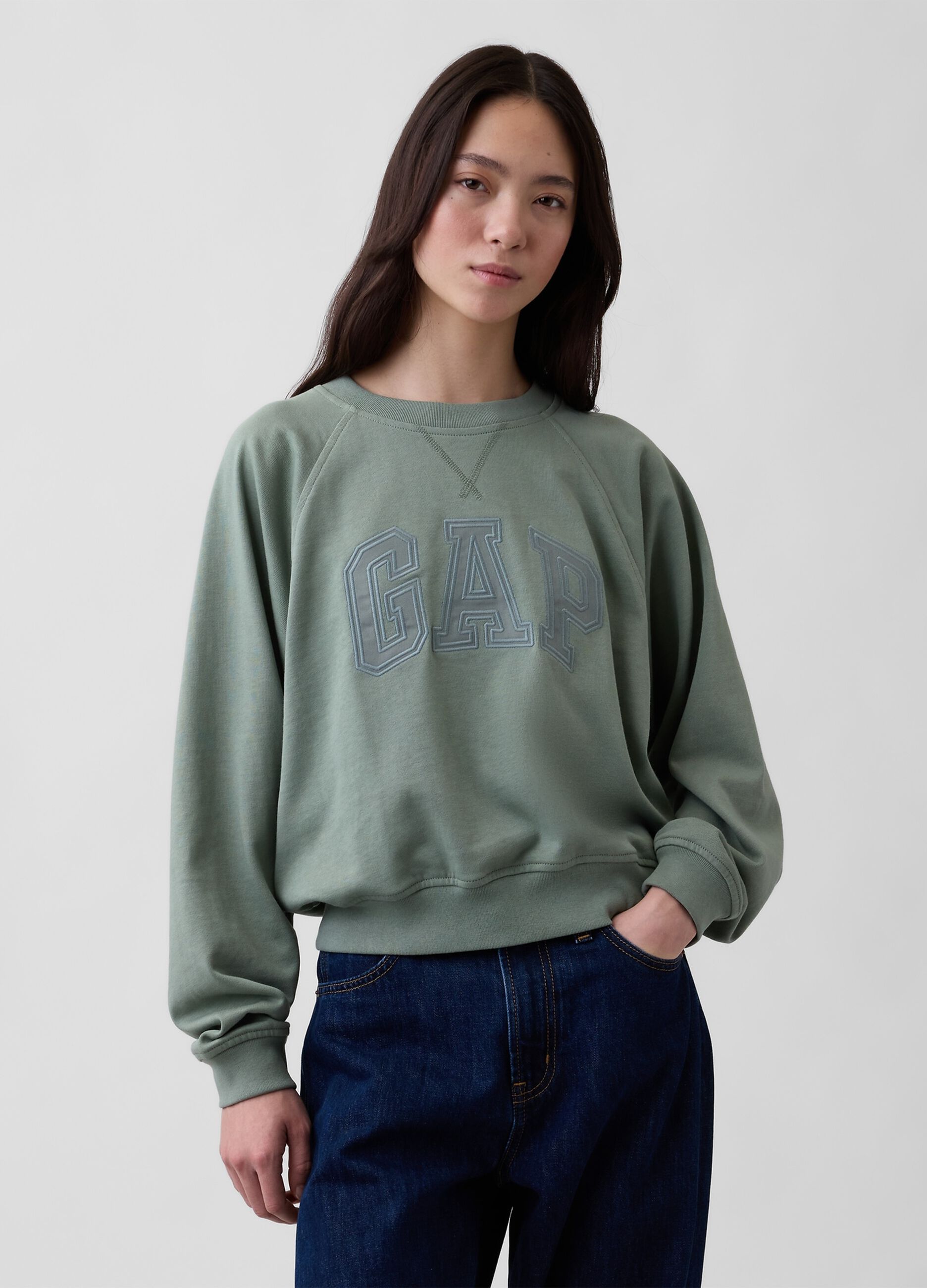 Cotton-blend crew-neck sweatshirt