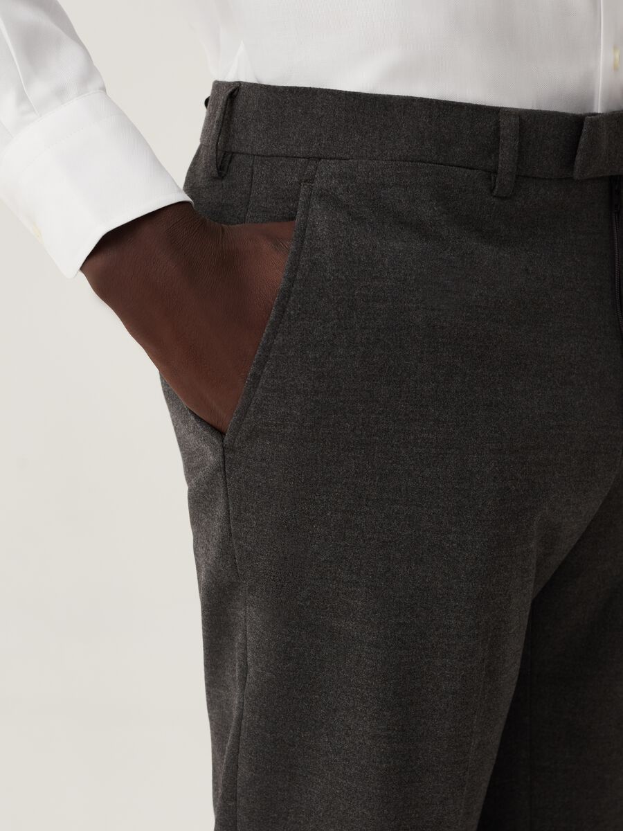 Pantalone slim fit melange grigio_3
