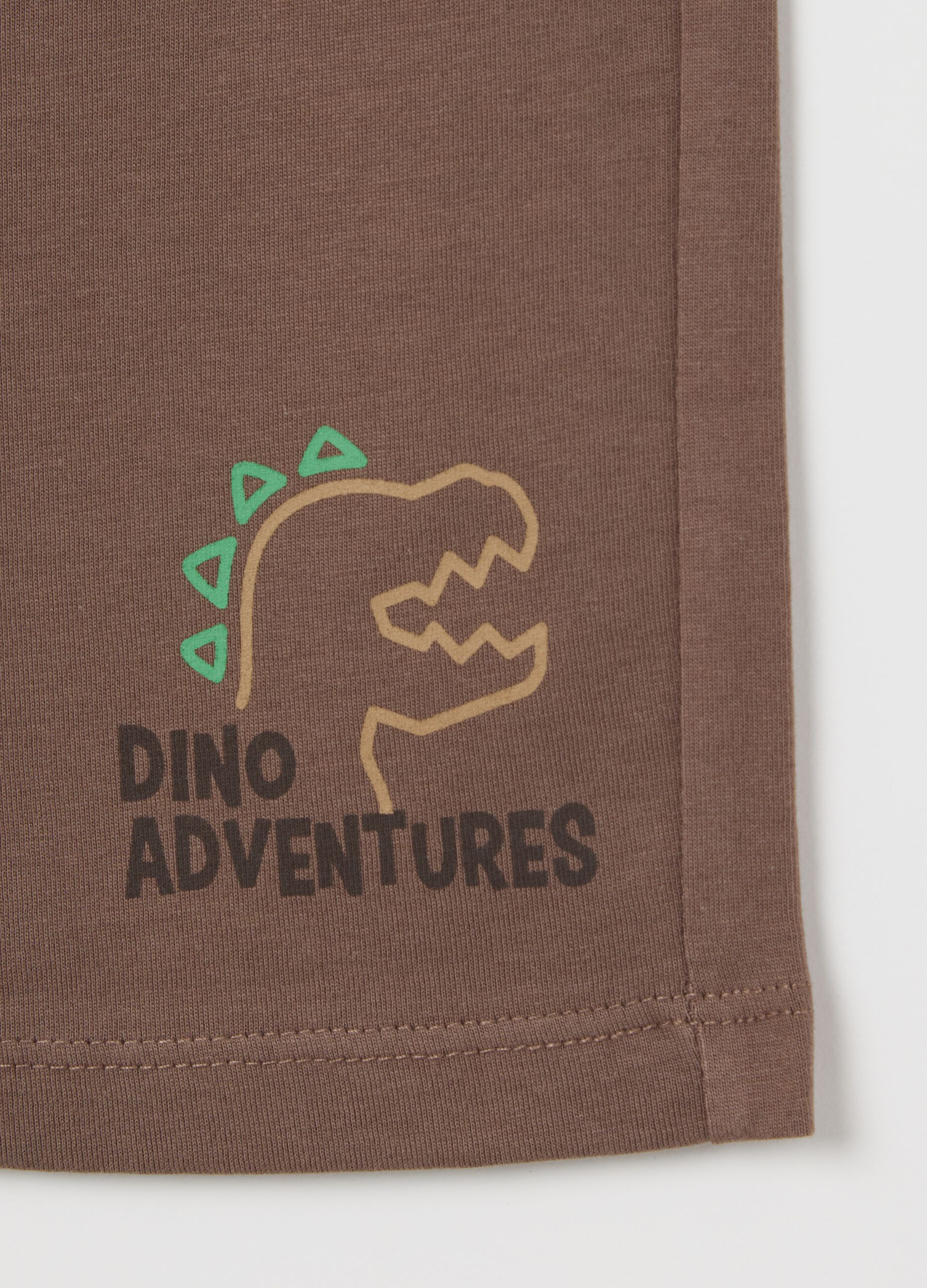Brown shorts with Dino Adventures print in cotton