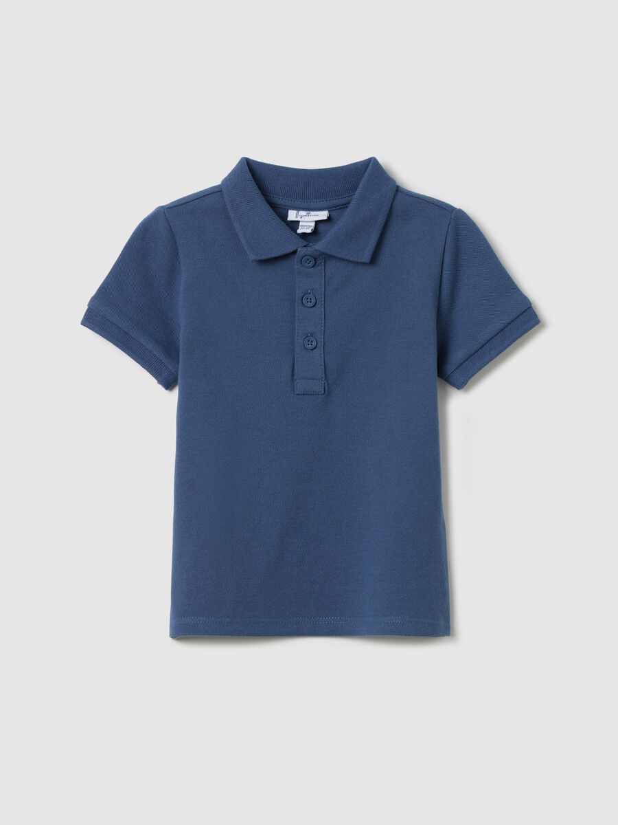 Blue short-sleeved polo shirt in piquet_0