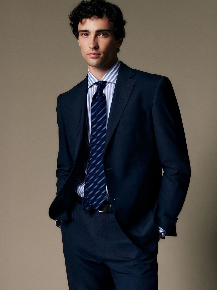 Camicia in puro cotone a righe slim fit_0