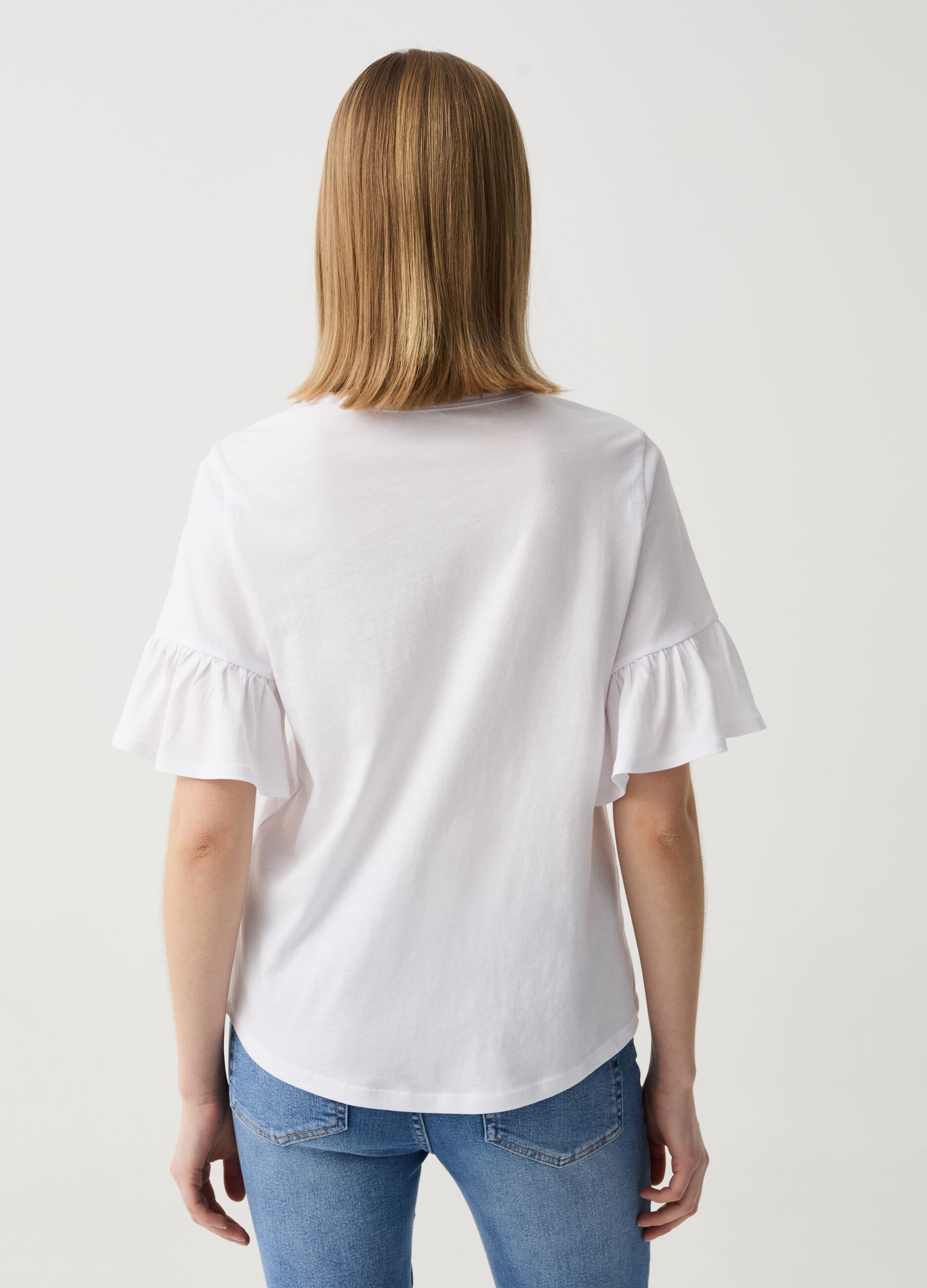 T-shirt in cotone con volant