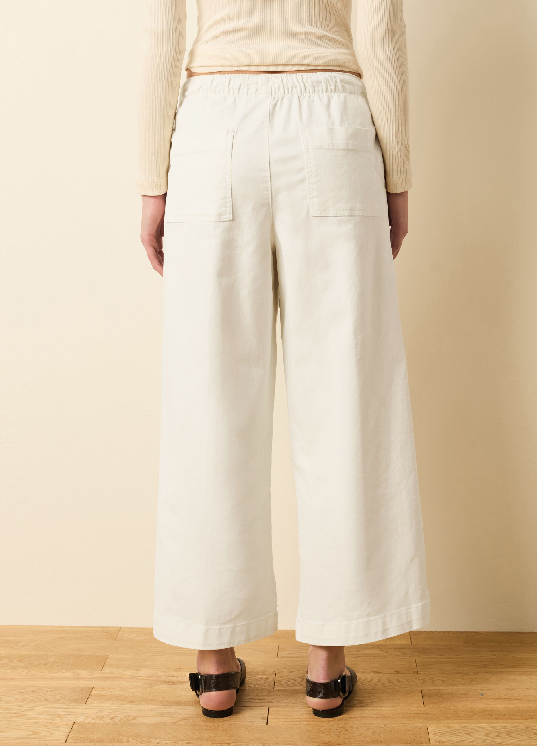 Wide-leg trousers in stretch cotton