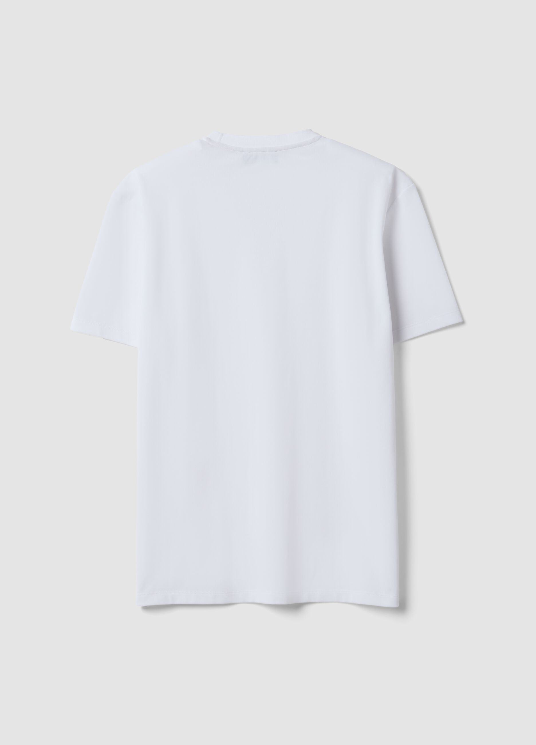 T-shirt bianca in misto cotone piquet elasticizzato regular fit Easy Dry