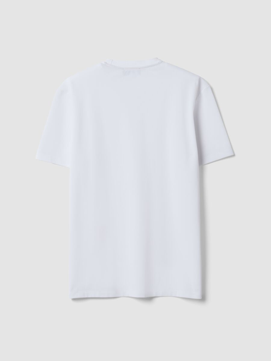 T-shirt bianca in misto cotone piquet elasticizzato regular fit Easy Dry_2