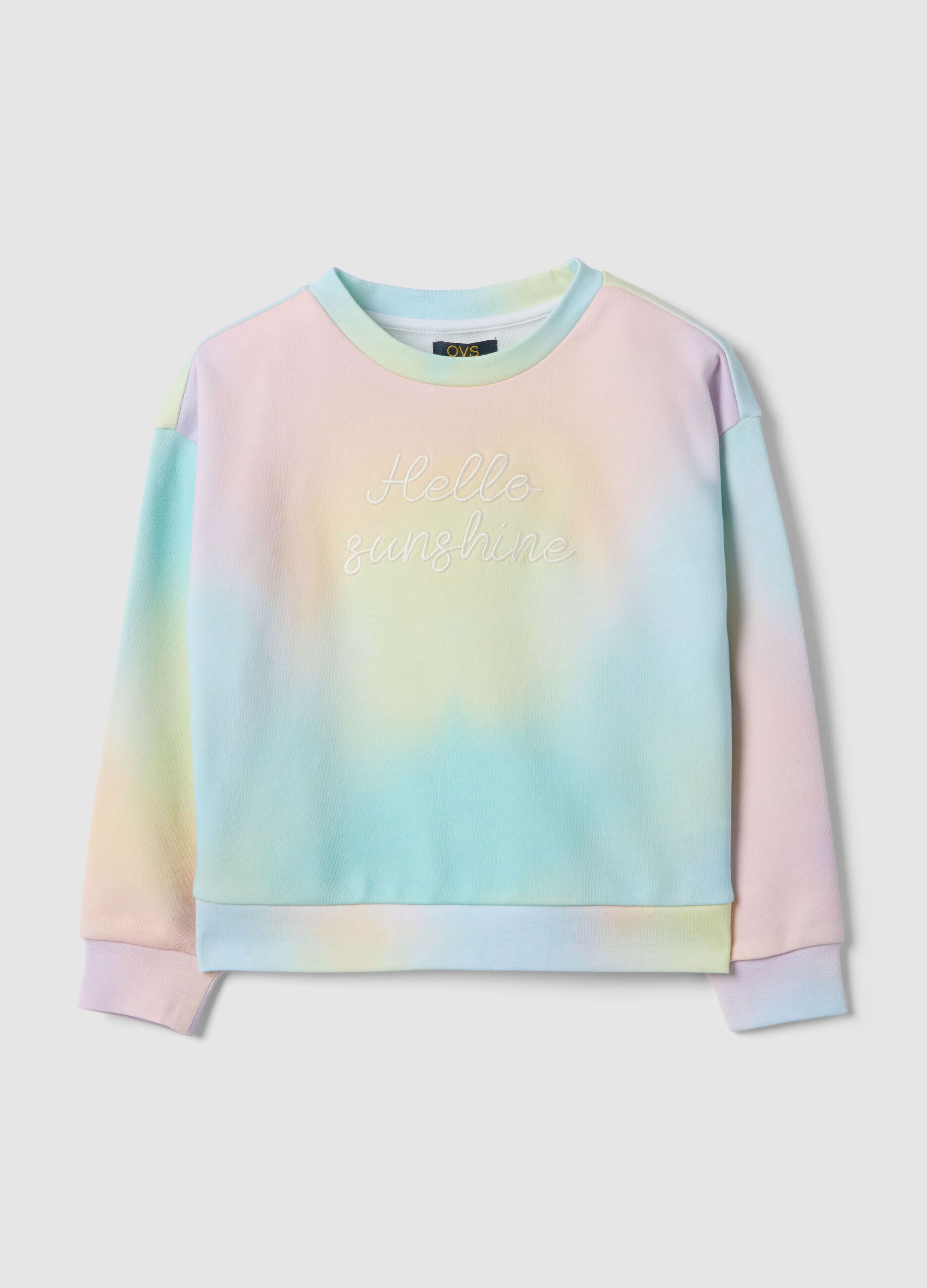 Regular fit multicolour cotton blend sweatshirt for girls with slogan