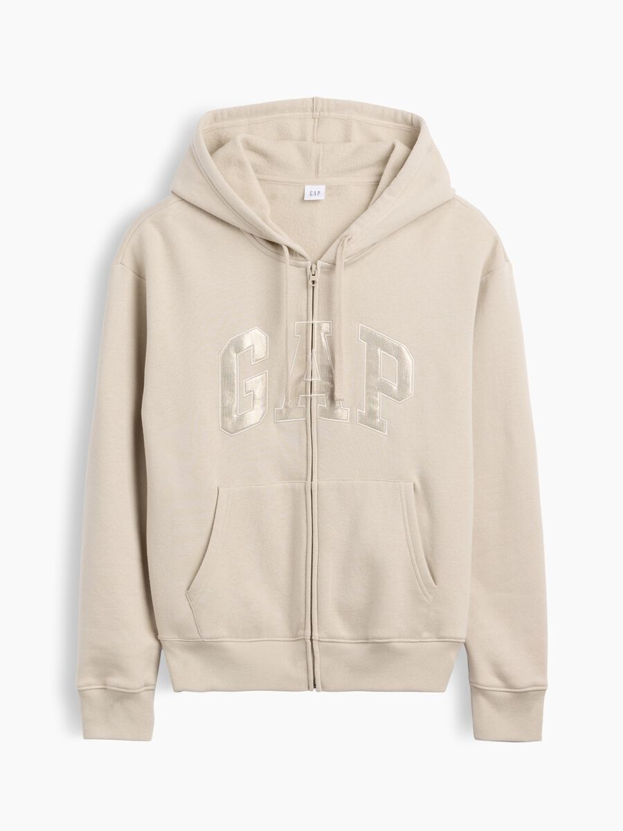 Beige cotton-blend hooded sweatshirt with GAP logo_3