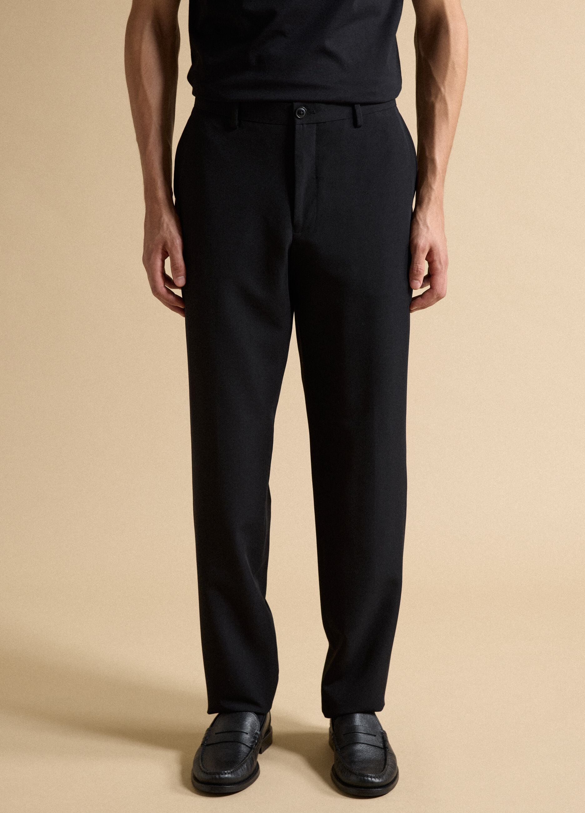 Pantaloni formali neri in viscosa elasticizzata slim fit