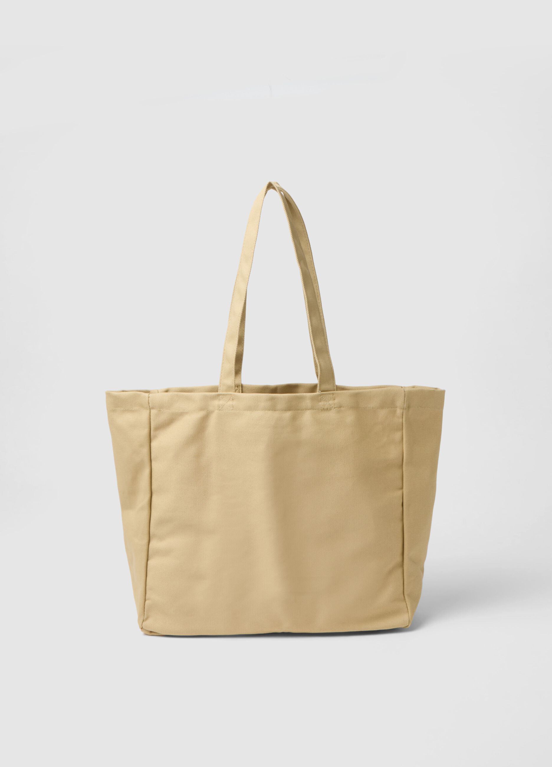 Beige cotton shopper bag with sturdy handles