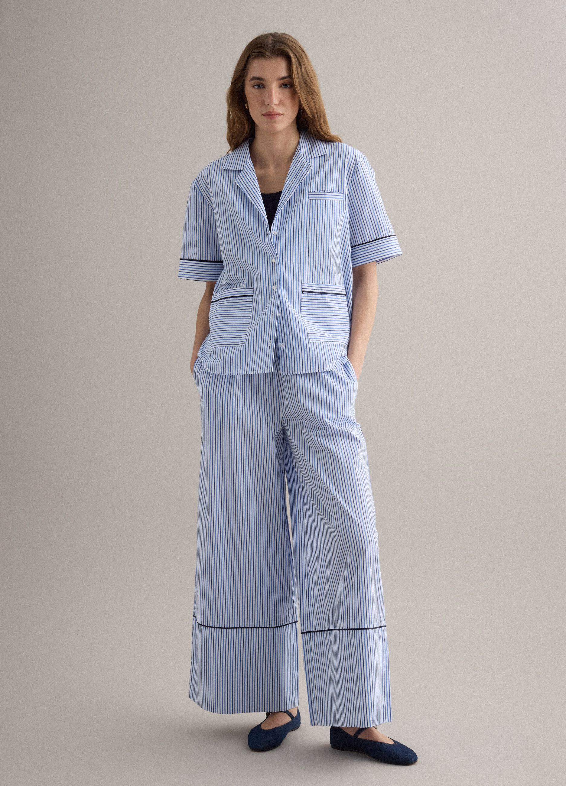 Sky blue striped pure cotton blazer