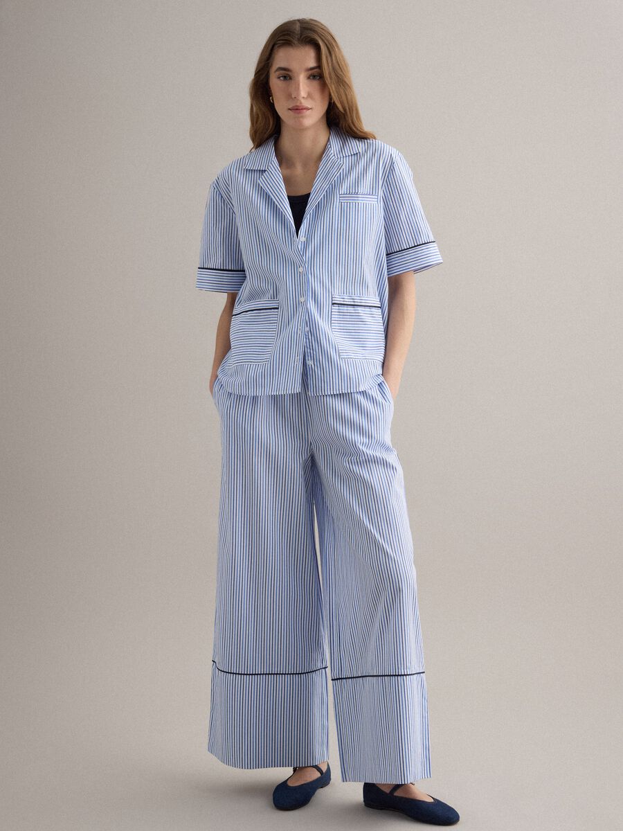 Sky blue striped pure cotton blazer_2