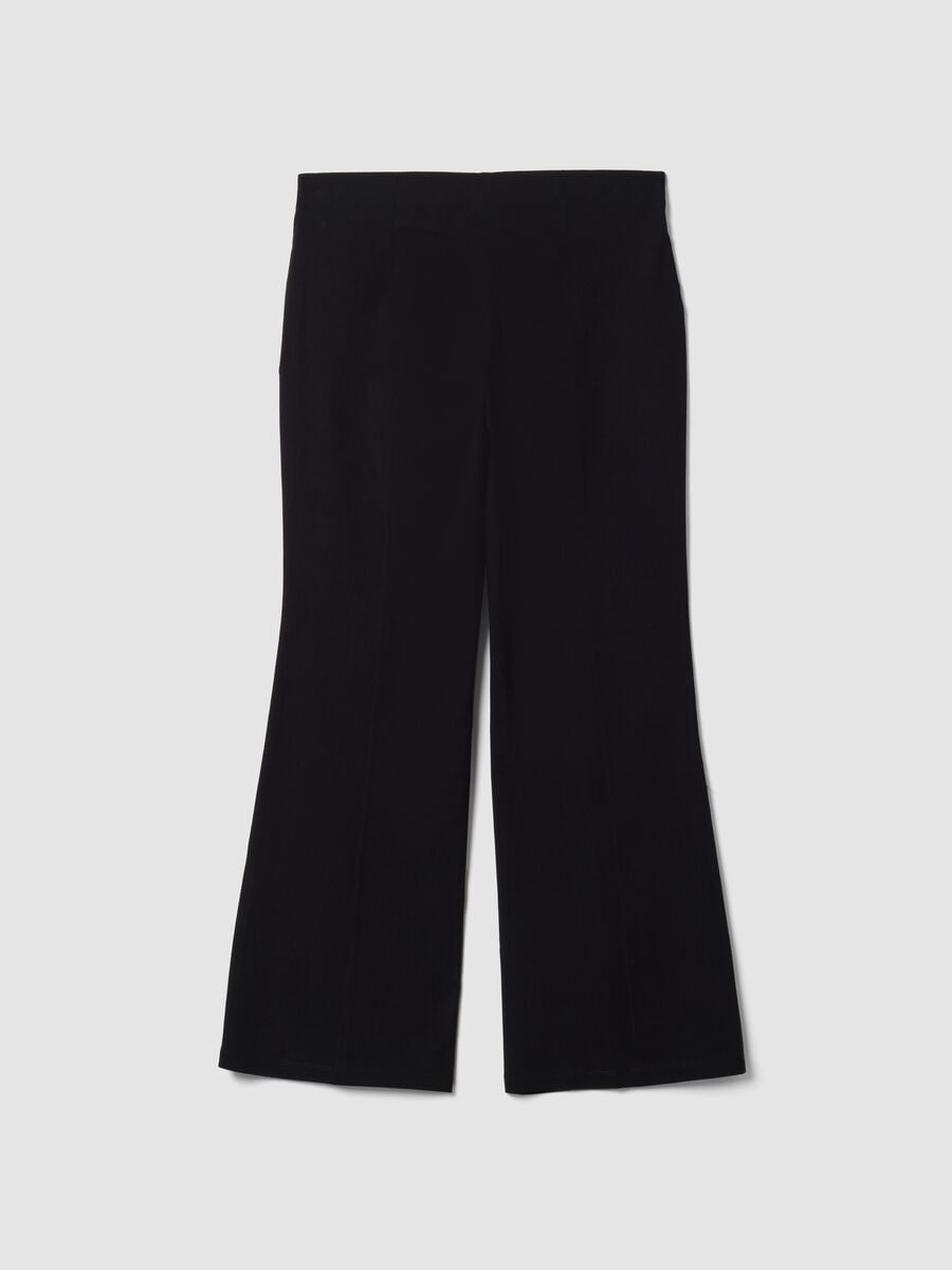 Black flare-fit trousers in stretch viscose_6